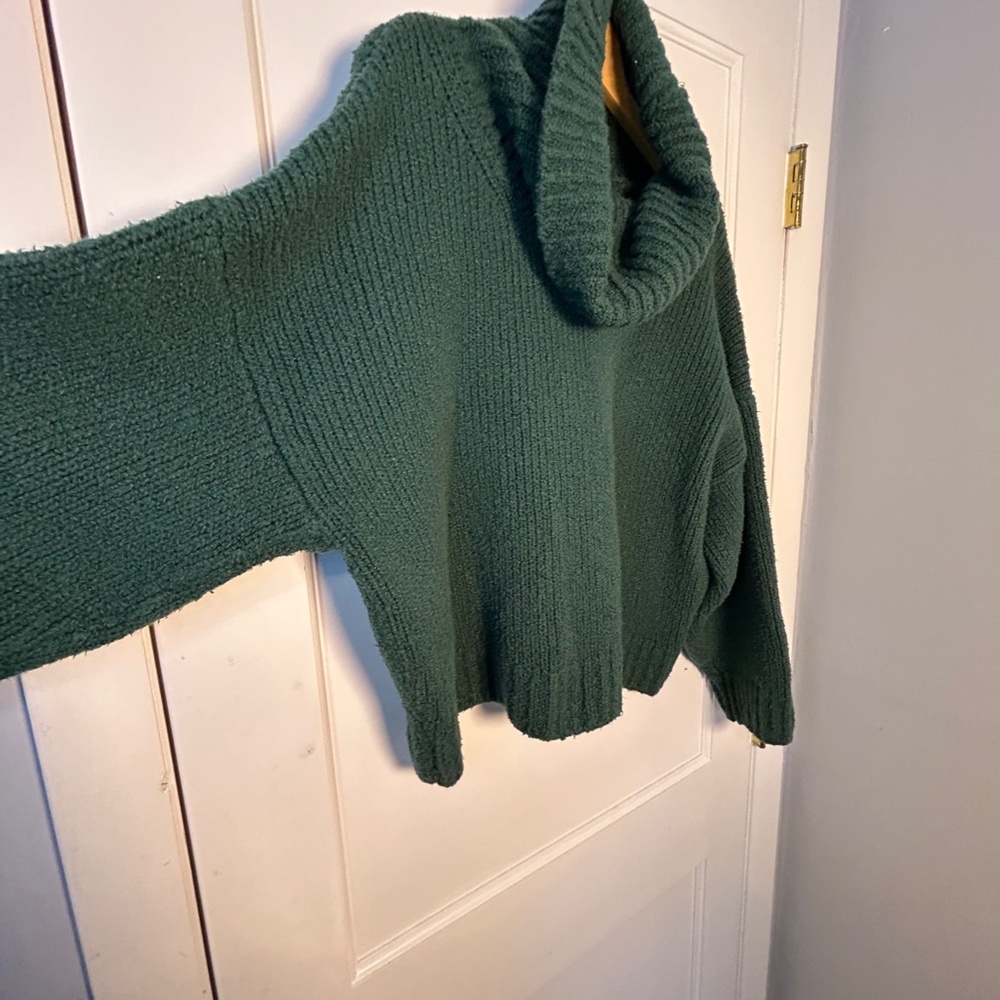 Pilcro Anthropologie chunky cowl neck knit sweater in forest green X-Large Cozy - Picture 5 of 12